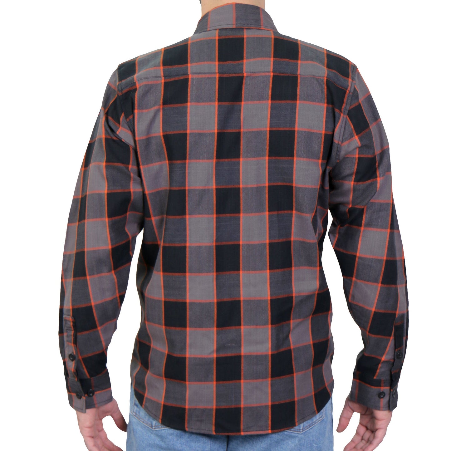 Hot Leathers FLM2020 Men's 'Black, Gray and Orange' Flannel Long Sleeve Shirt