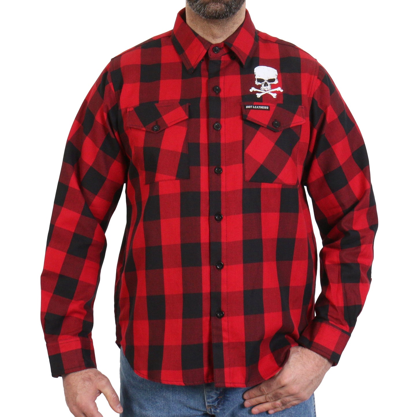 Hot Leathers FLM2103 Men's 'Skull and Bones' Flannel Long Sleeve Shirt