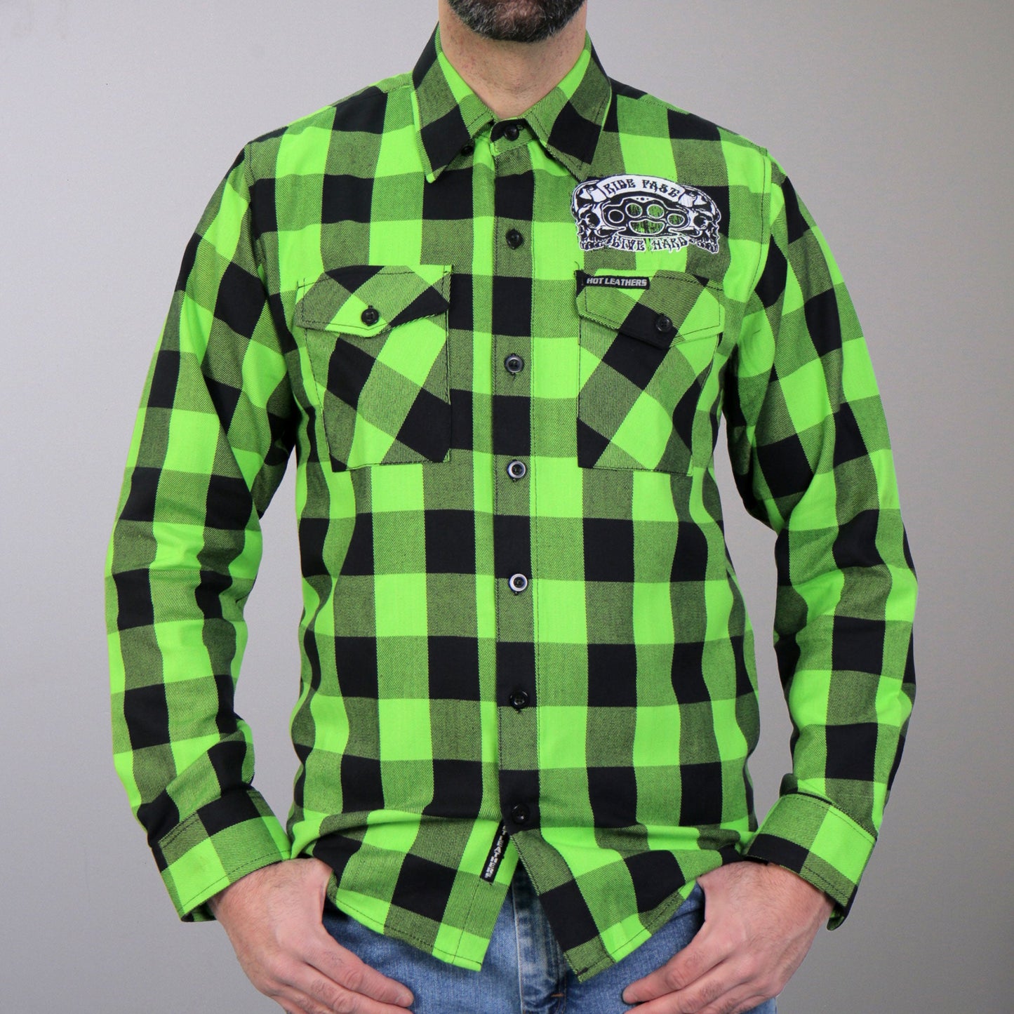 Hot Leathers FLM2106 Men's 'Brass Knuckles' Flannel Long Sleeve Shirt