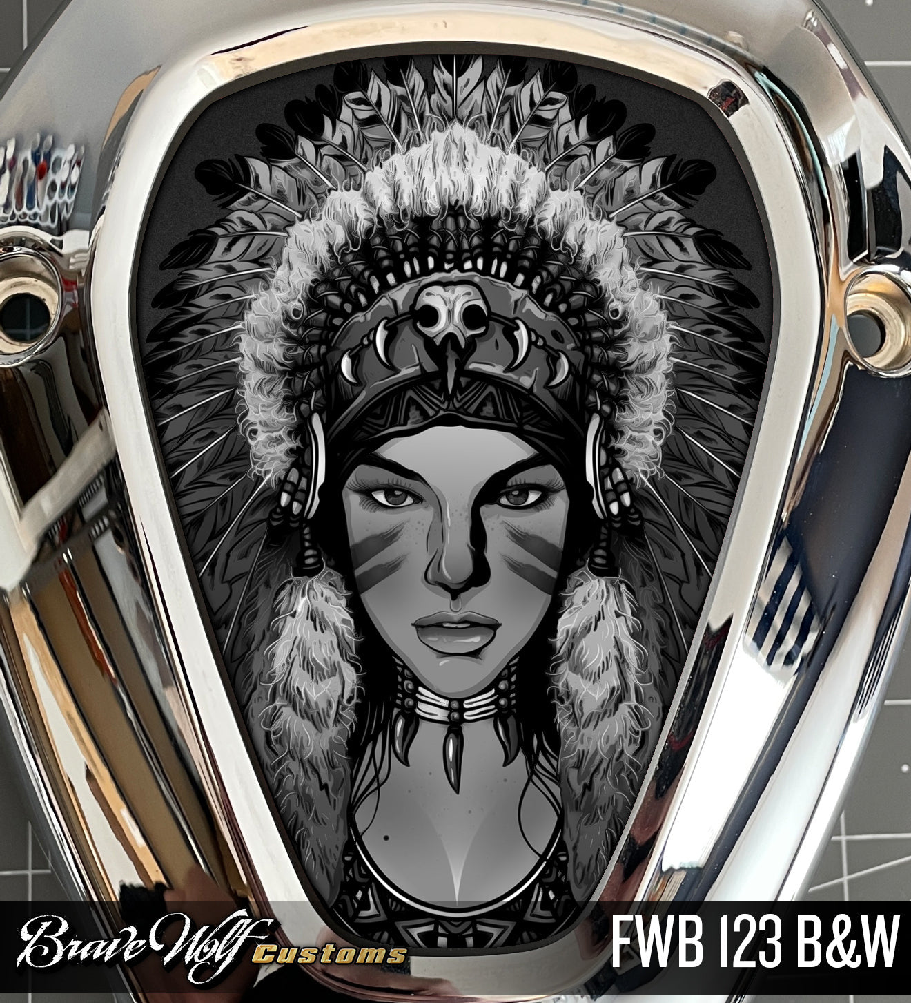 Challenger V-Cover Decal - FWB 123 B&W