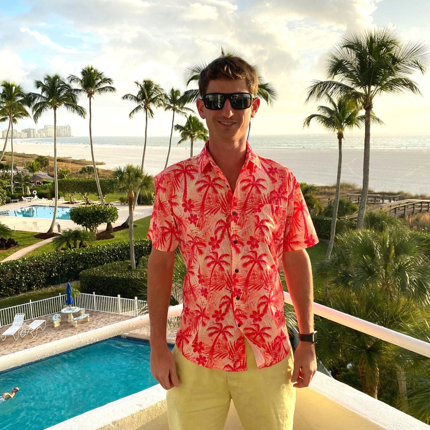 Super Stretch - Fire Palms Hawaiian Shirt