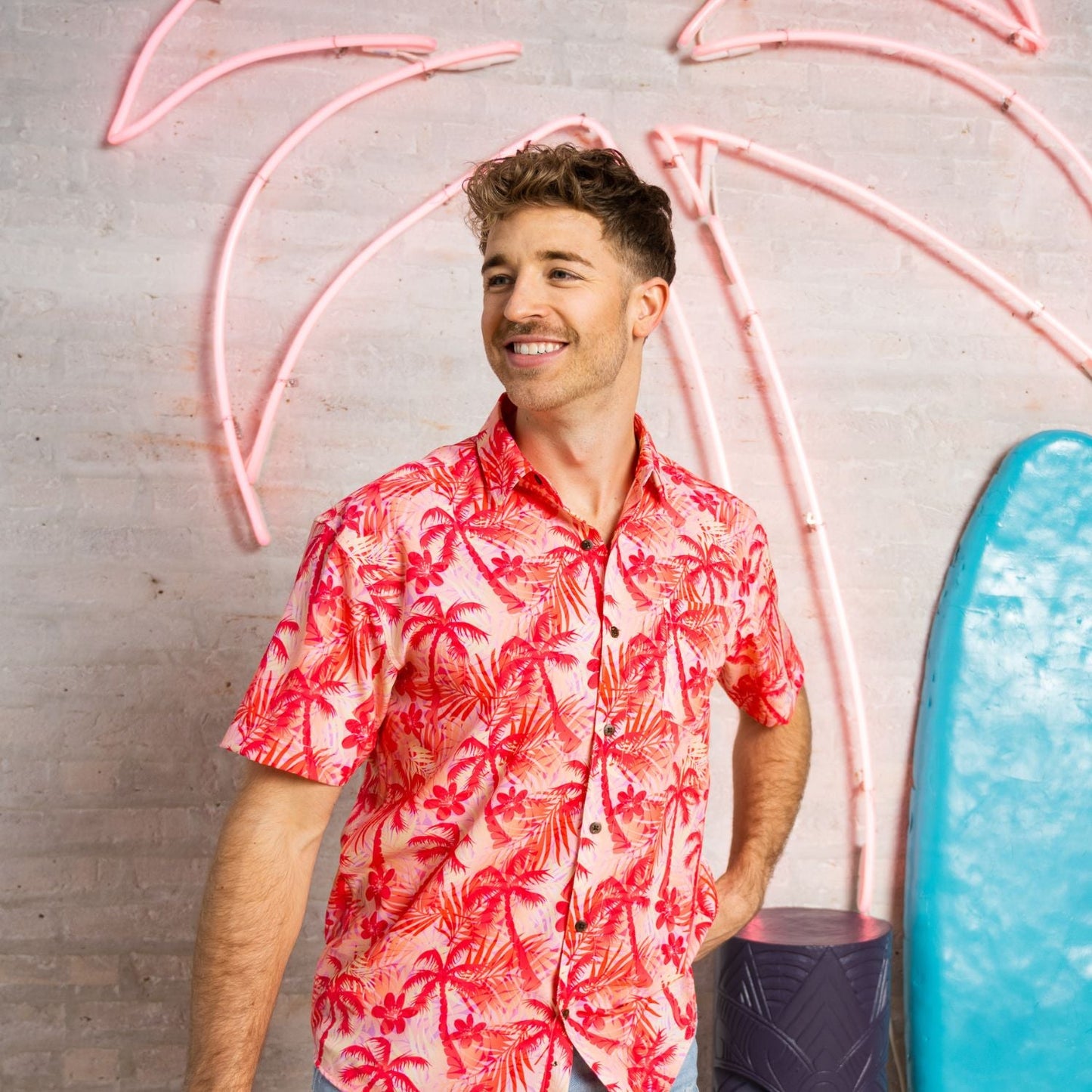 Super Stretch - Fire Palms Hawaiian Shirt