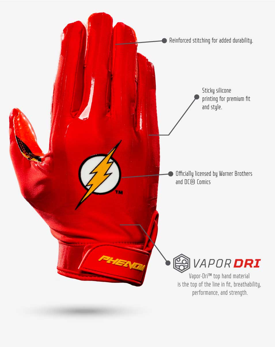 The Flash Football Gloves - VPS1 by Phenom Elite