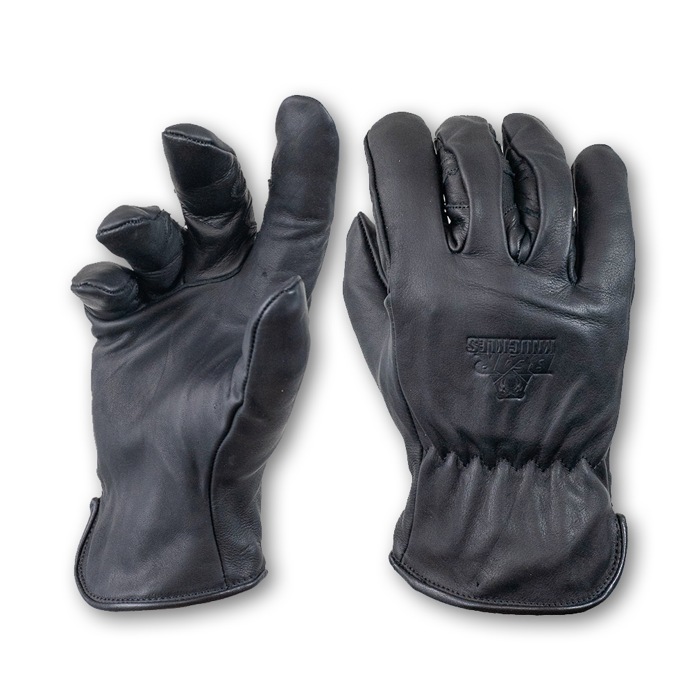 Fleece-Lined Water Resistant Black Cowhide Driver Gloves