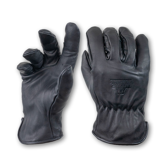 Fleece-Lined Water Resistant Black Cowhide Driver Gloves