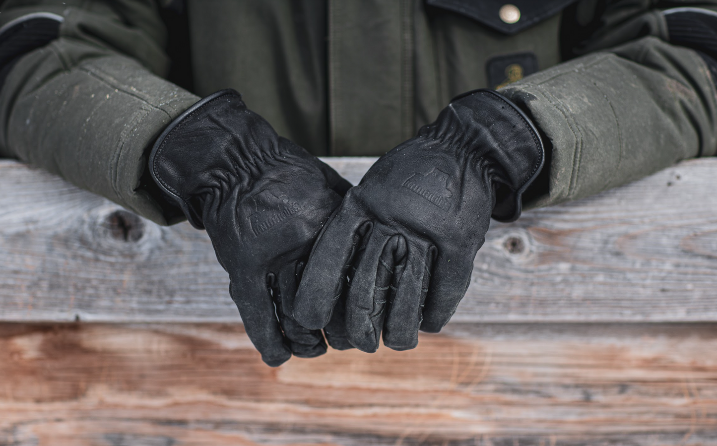 Fleece-Lined Water Resistant Black Cowhide Driver Gloves