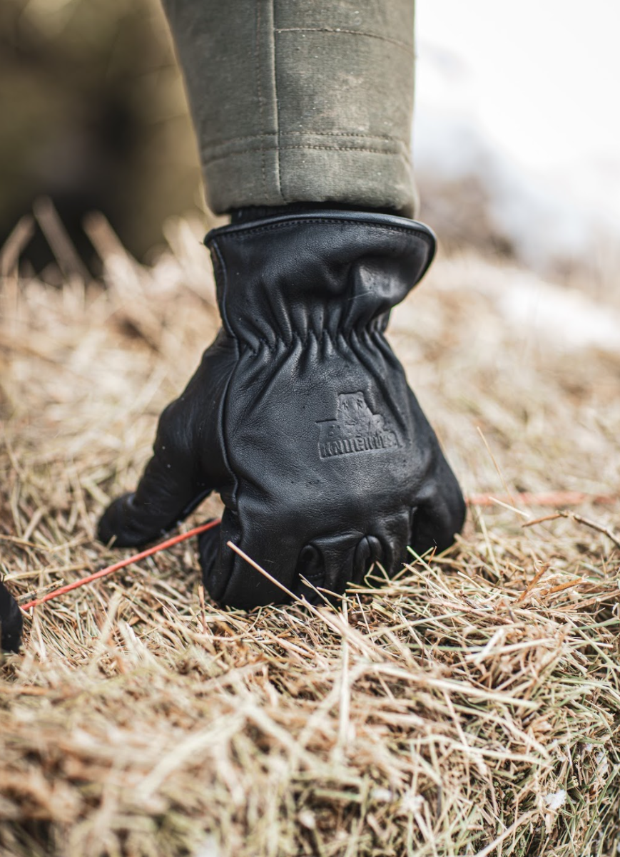 Fleece-Lined Water Resistant Black Cowhide Driver Gloves