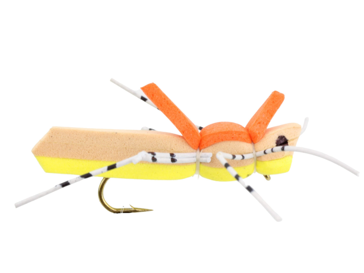 Foam Grasshopper, Size 10 | Tan and Yellow | Qty. 6 | Wild Water Fly Fishing