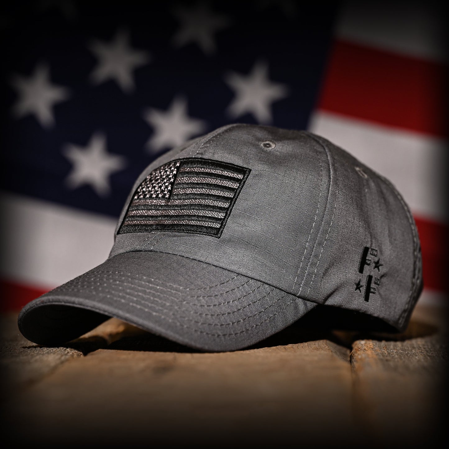 Wolf Grey Full Fabric American Flag Range Hat