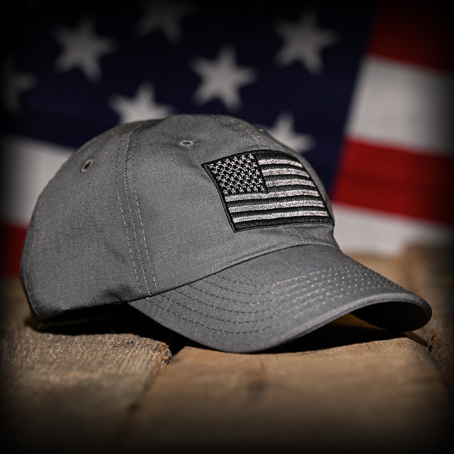 Wolf Grey Full Fabric American Flag Range Hat