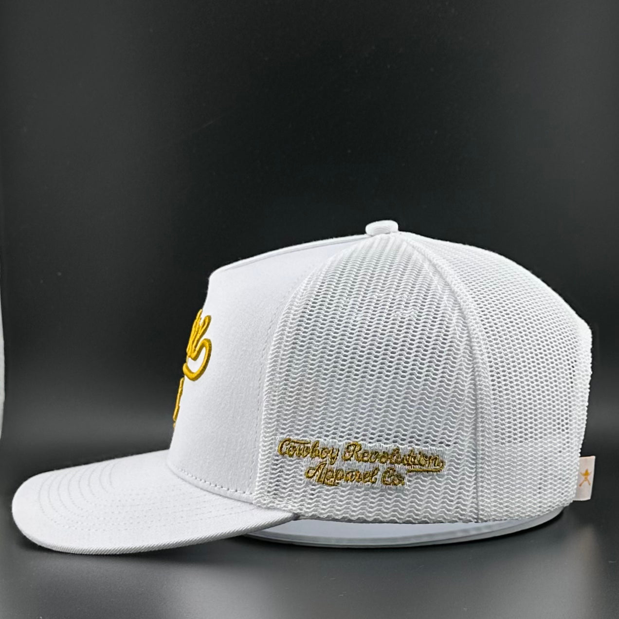 “Cowgirl Hat” Cowboy Revolution White 5-panel Trucker Hat