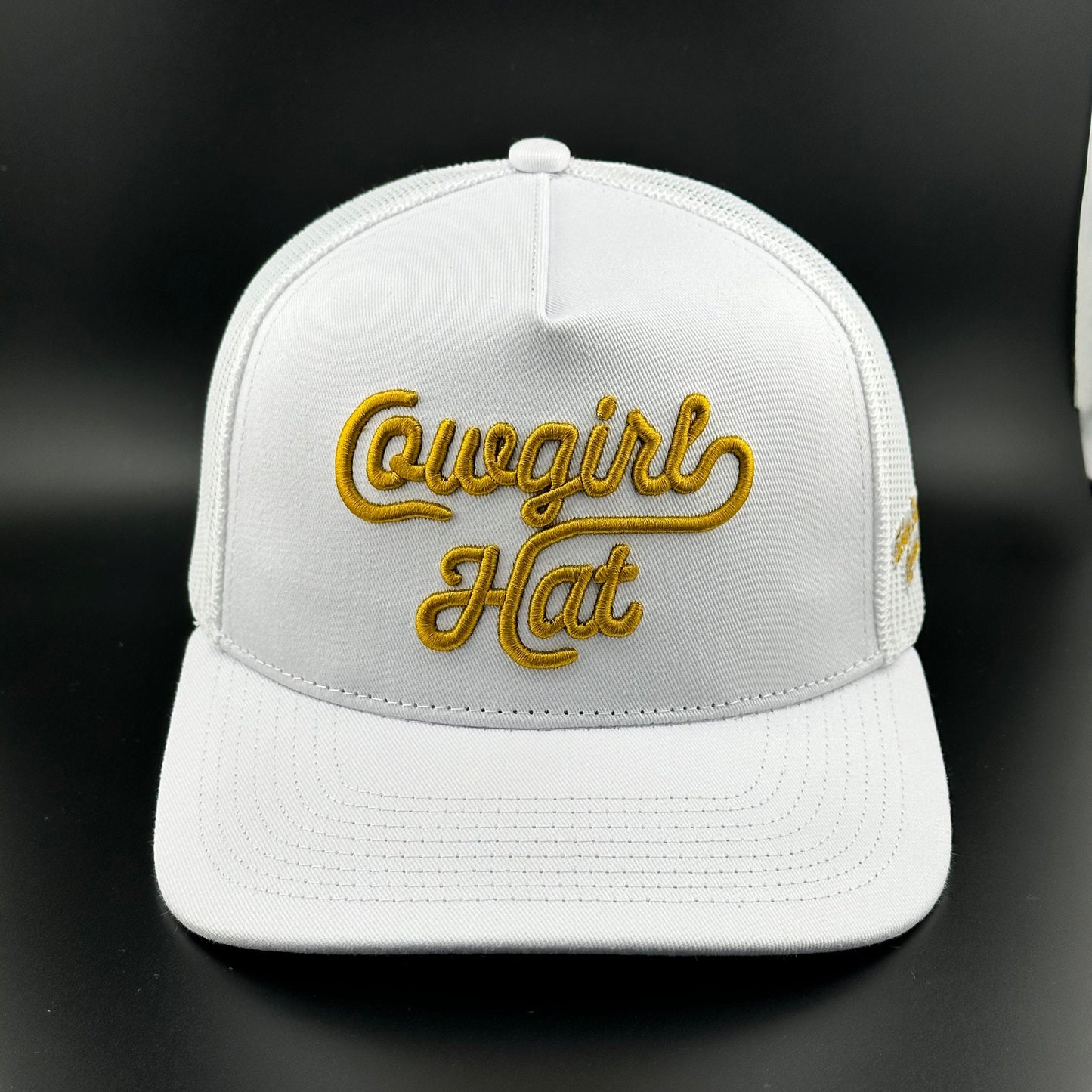 “Cowgirl Hat” Cowboy Revolution White 5-panel Trucker Hat