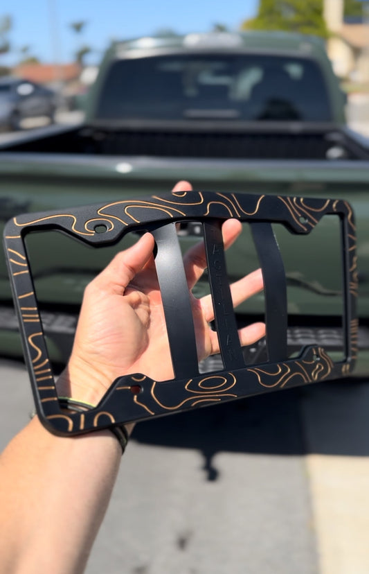 Two-Tone Silicone Topographic License Plate Frame - Anti-Rattle, Anti-Scratch Plate Wrap