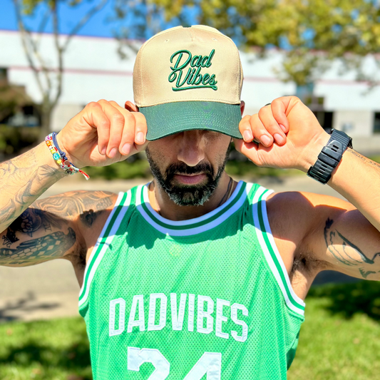 DadVibes Script 5 Panel Hat (Green on Green)