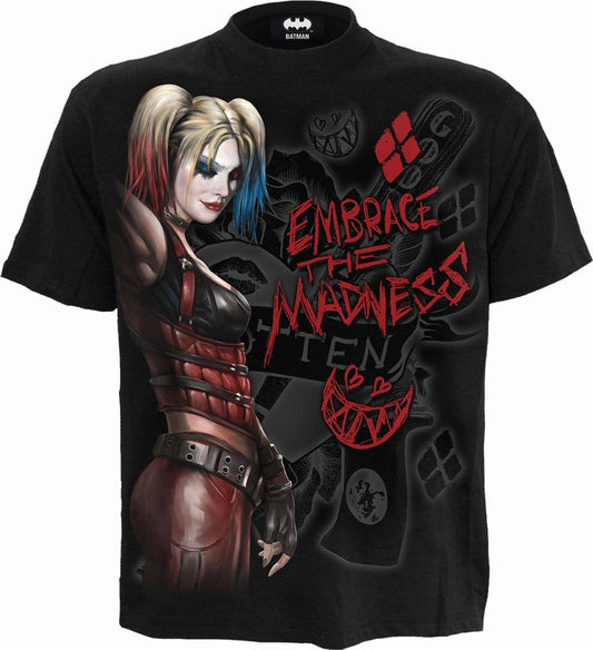 HARLEY QUINN - EMBRACE MADNESS - Front Print T-Shirt Black