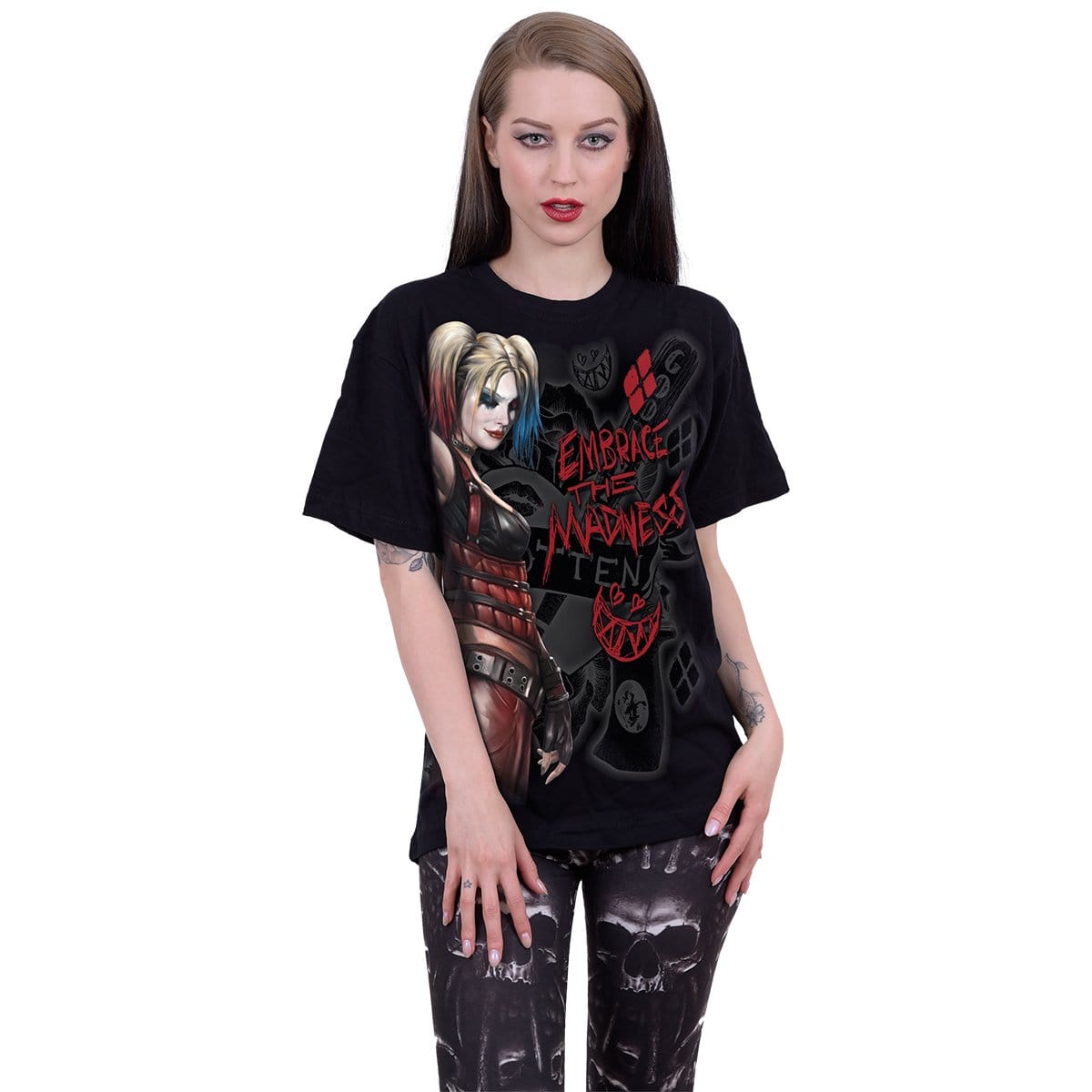 HARLEY QUINN - EMBRACE MADNESS - Front Print T-Shirt Black