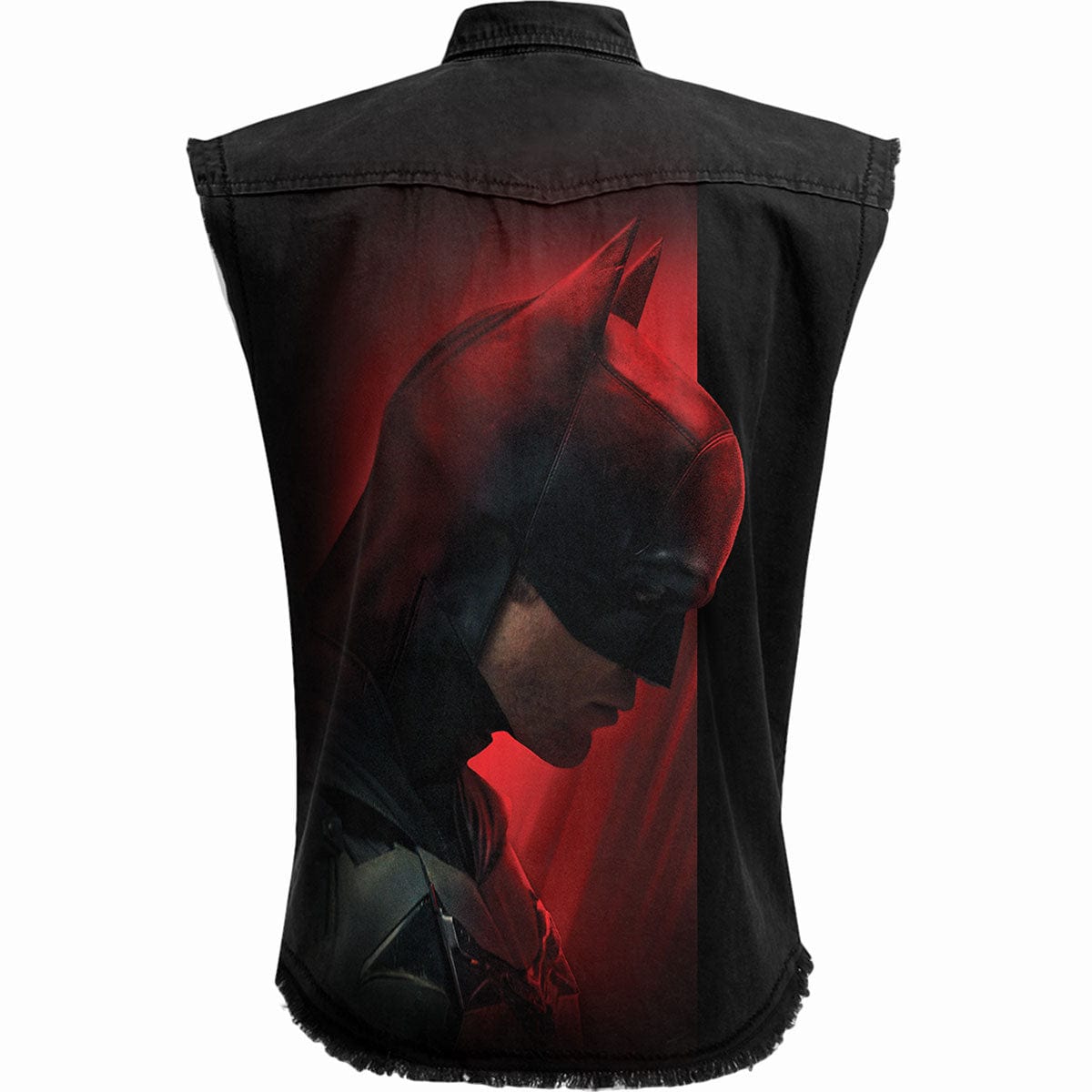 THE BATMAN - PROFILE LOGO - Sleeveless Stone Washed Worker Black