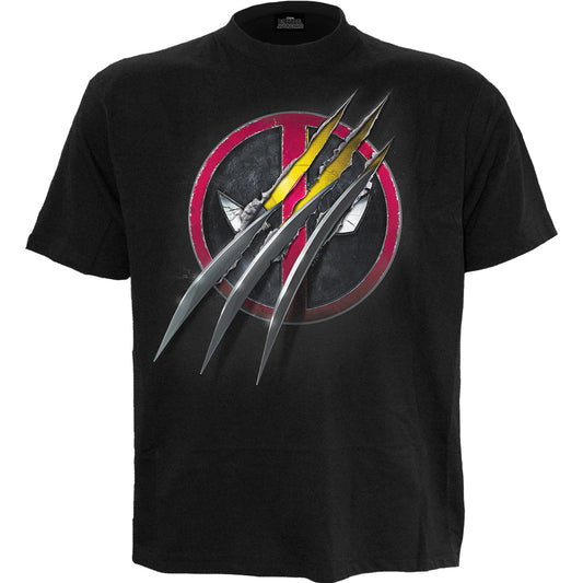 DEADPOOL - SLASHED - Front Print T-Shirt Black