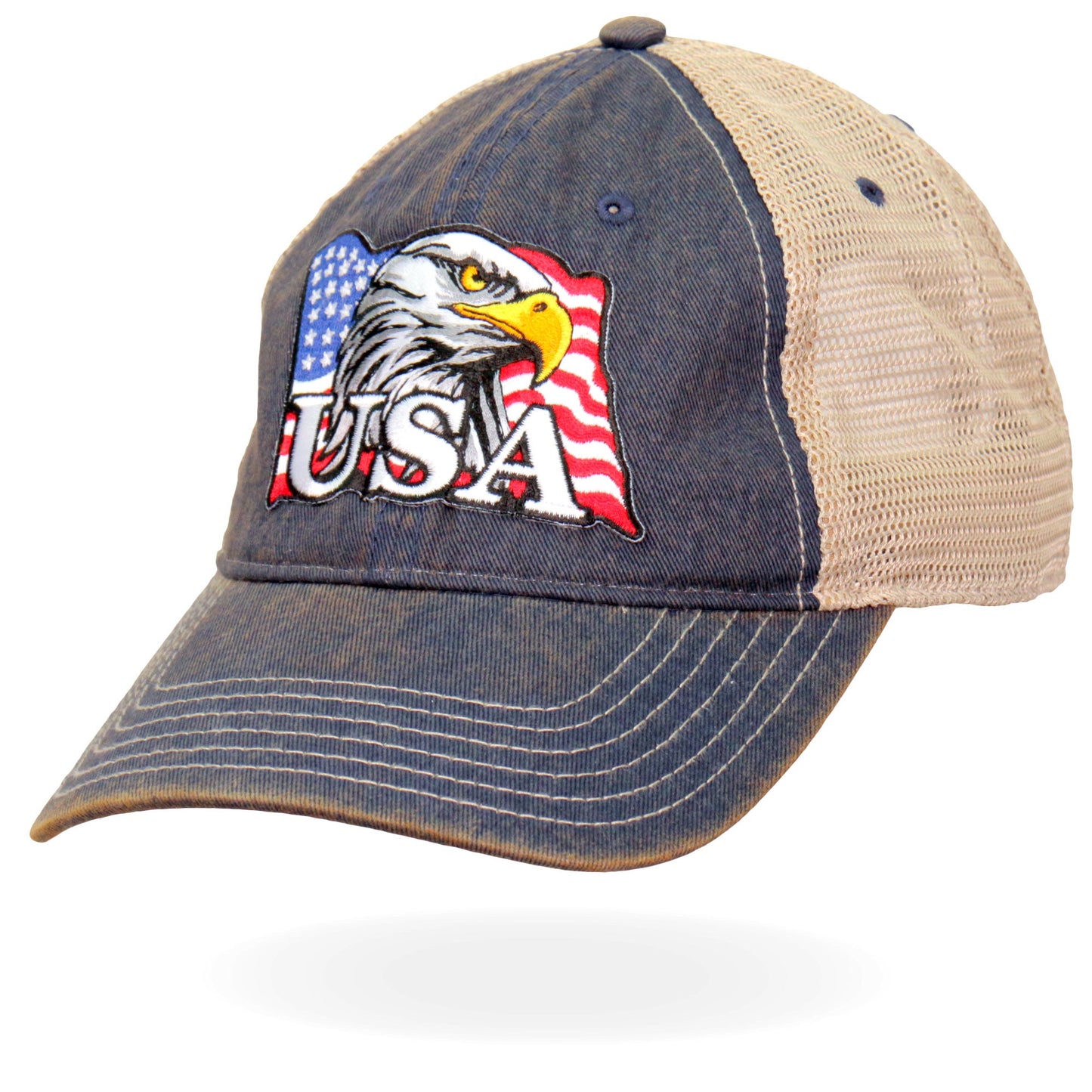 Hot Leathers GSH1023 Eagle Head Flag Trucker Hat