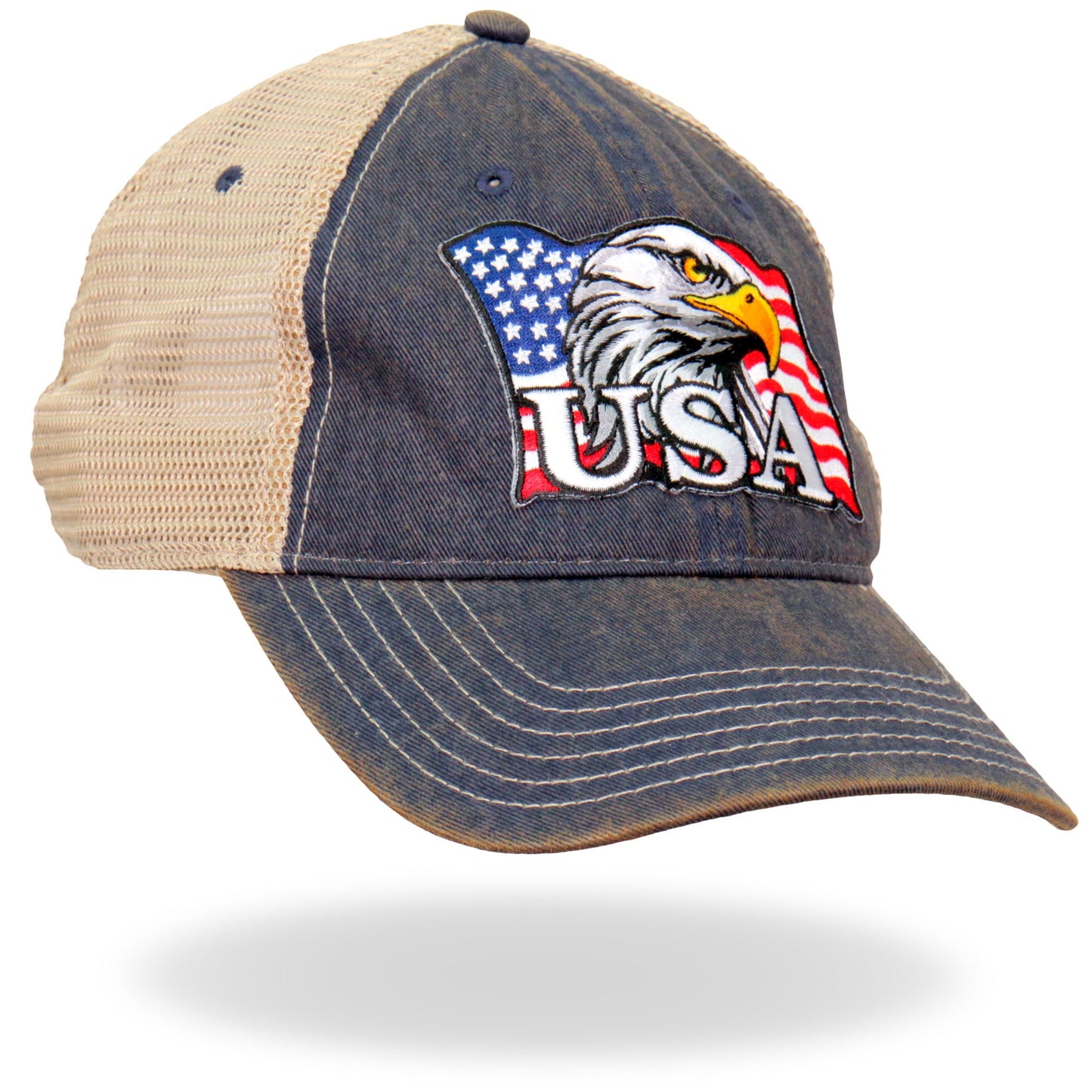 Hot Leathers GSH1023 Eagle Head Flag Trucker Hat