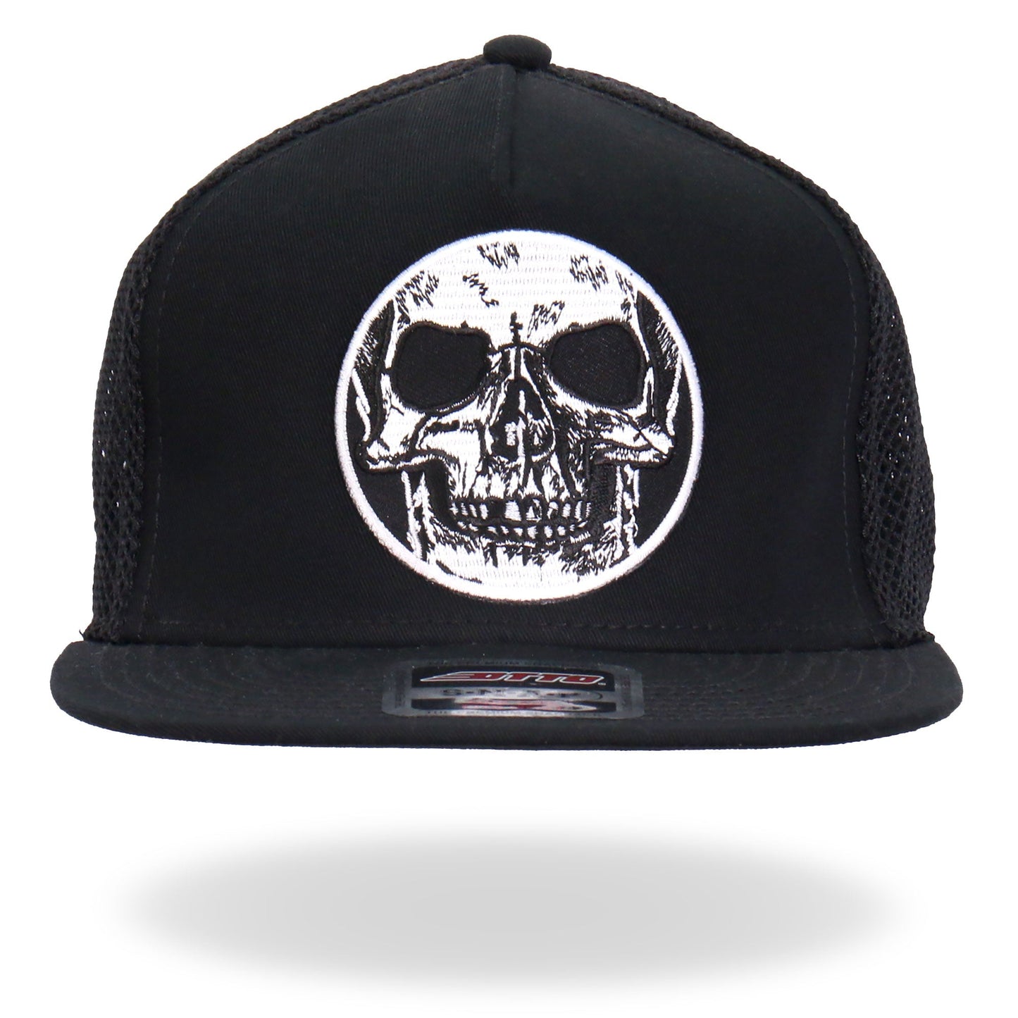 Hot Leathers GSH2023 Black Circle Skull Snapback Hat