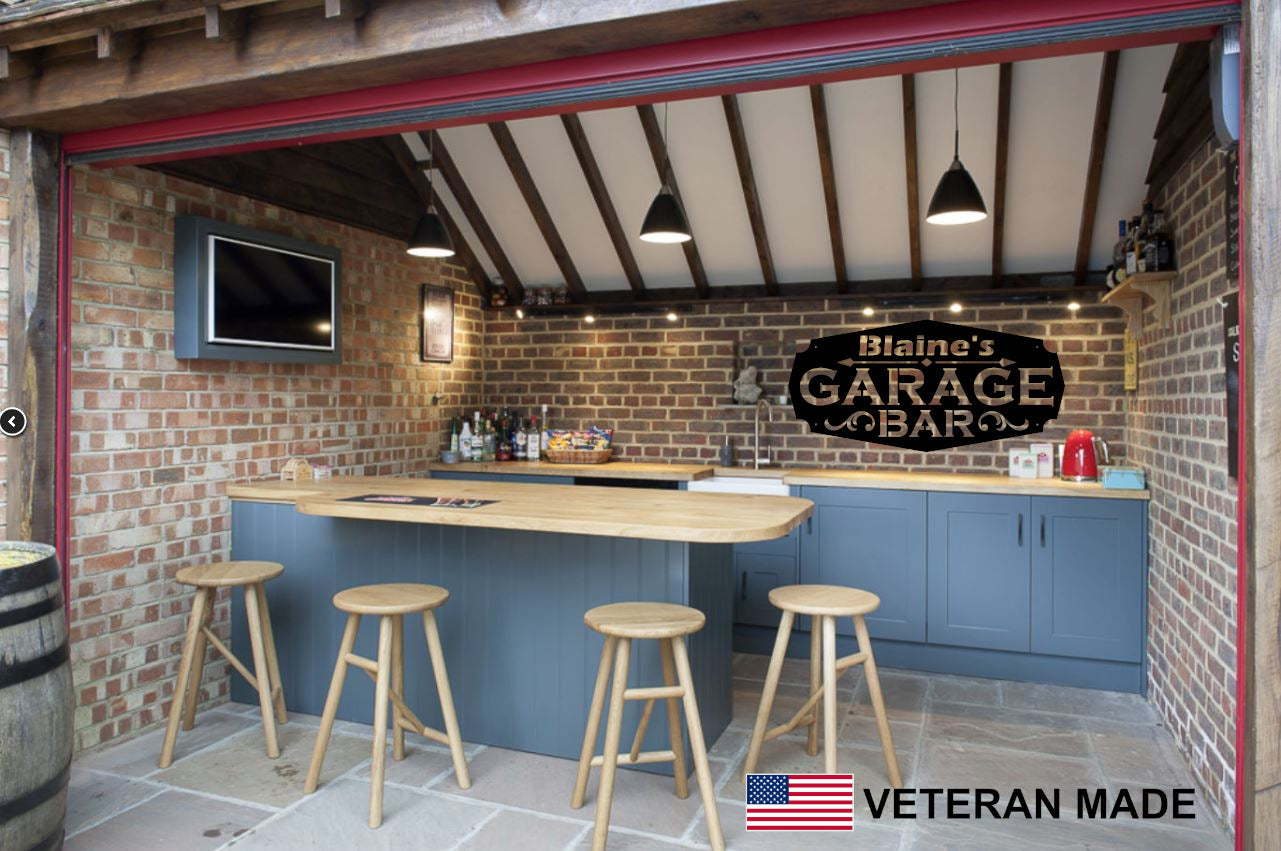 Garage Bar Personalized Metal Sign with Name