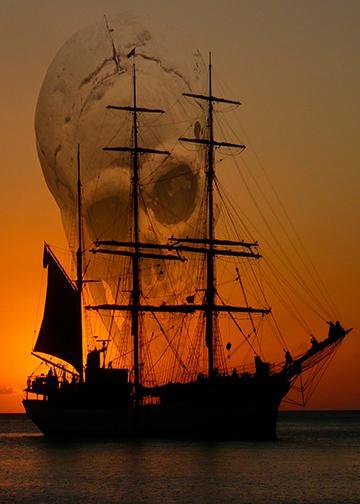 Pirate Ship Skull Sky