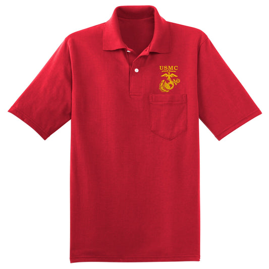 Gold Old School Heritage EGA Embroidered Pocket Polo