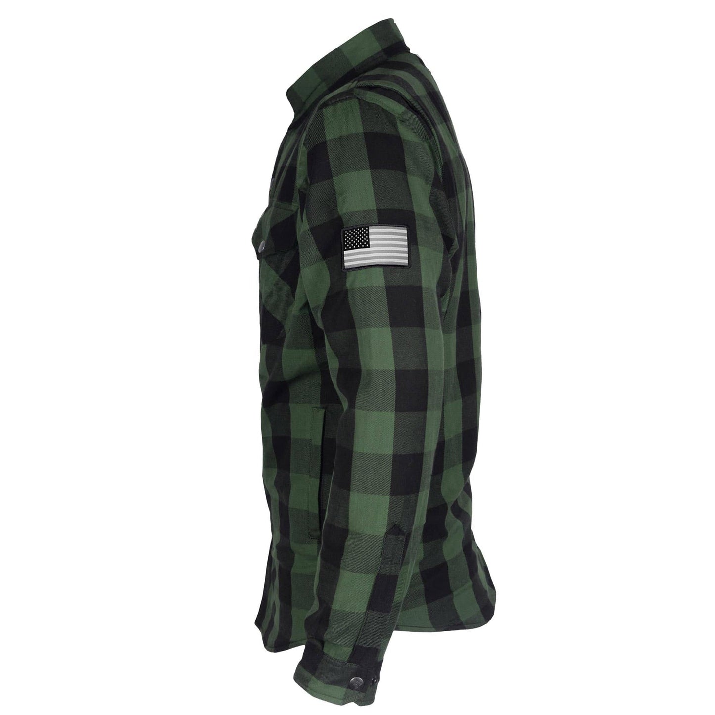 Protective Flannel Shirt - Green and Black Checkered with Pads