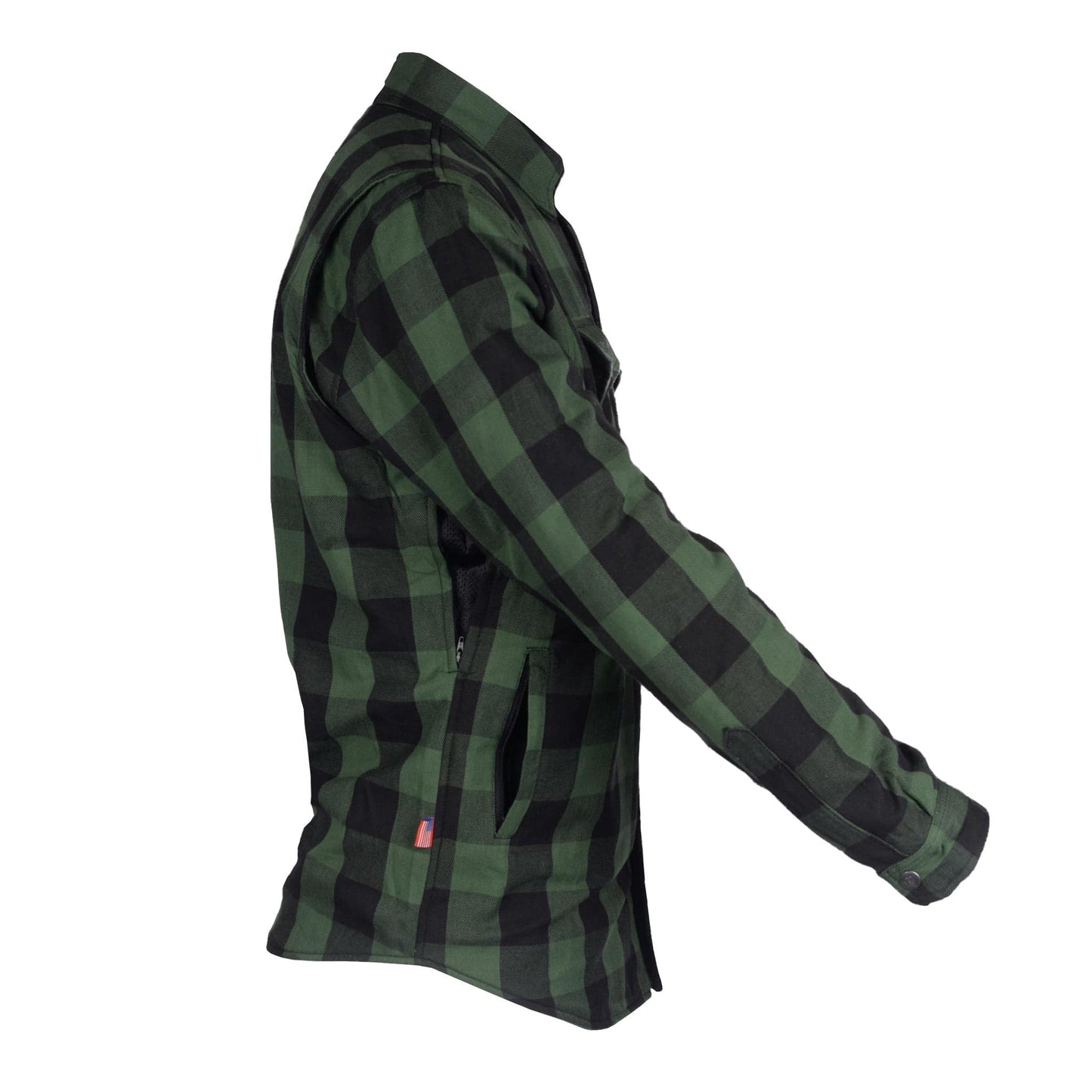 Protective Flannel Shirt - Green and Black Checkered with Pads