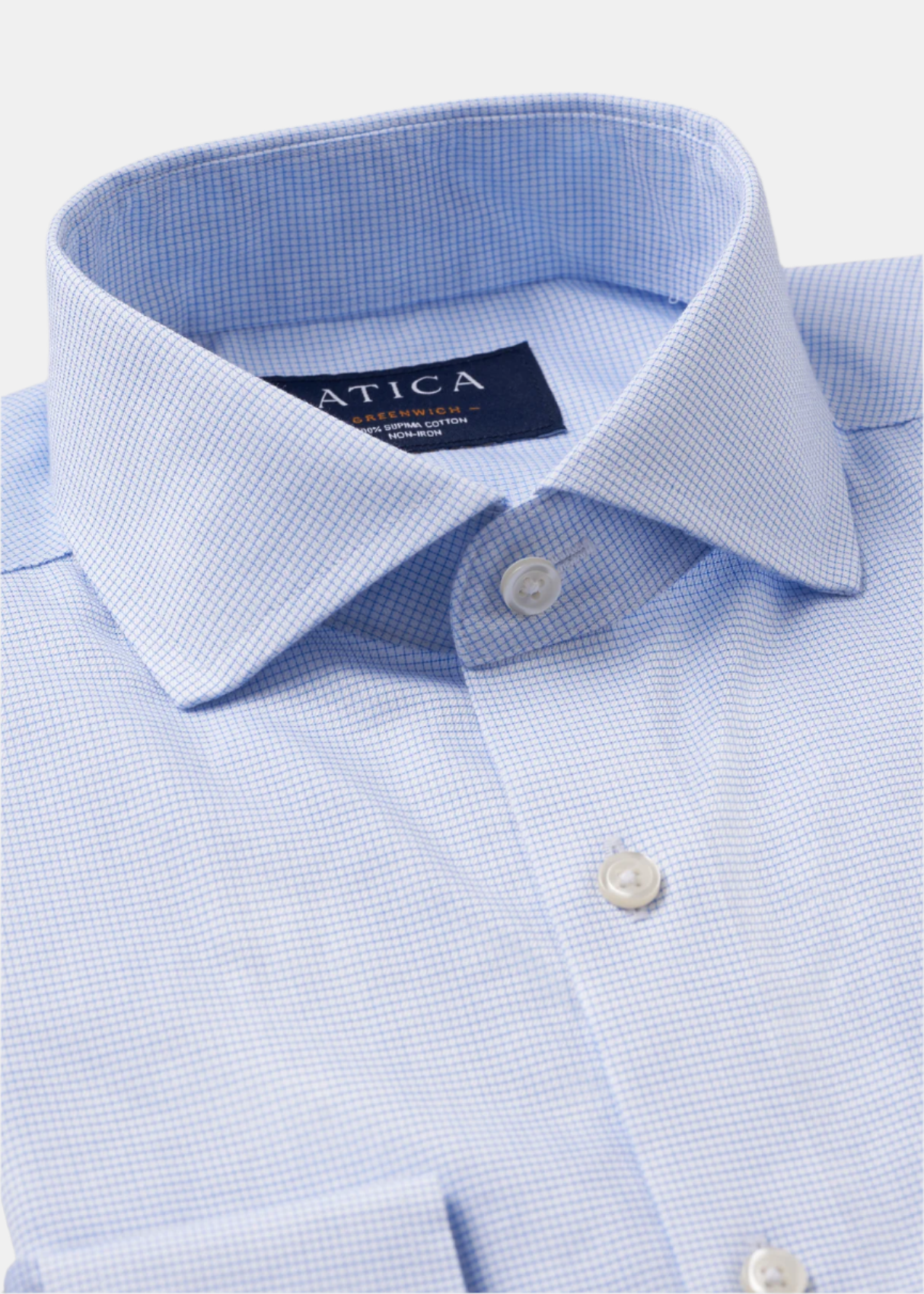 Greenwich Light Blue Grid Shirt