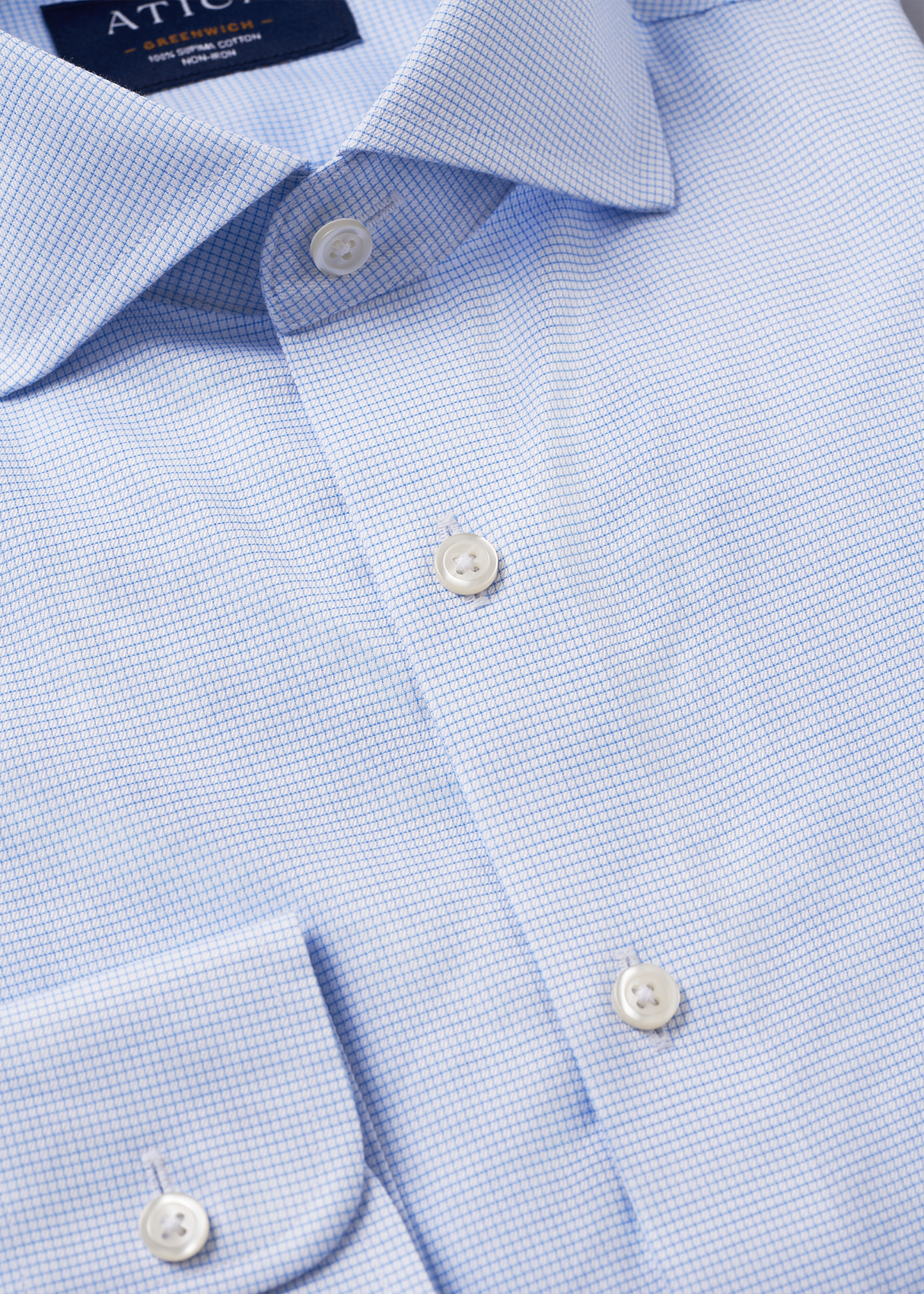 Greenwich Light Blue Grid Shirt