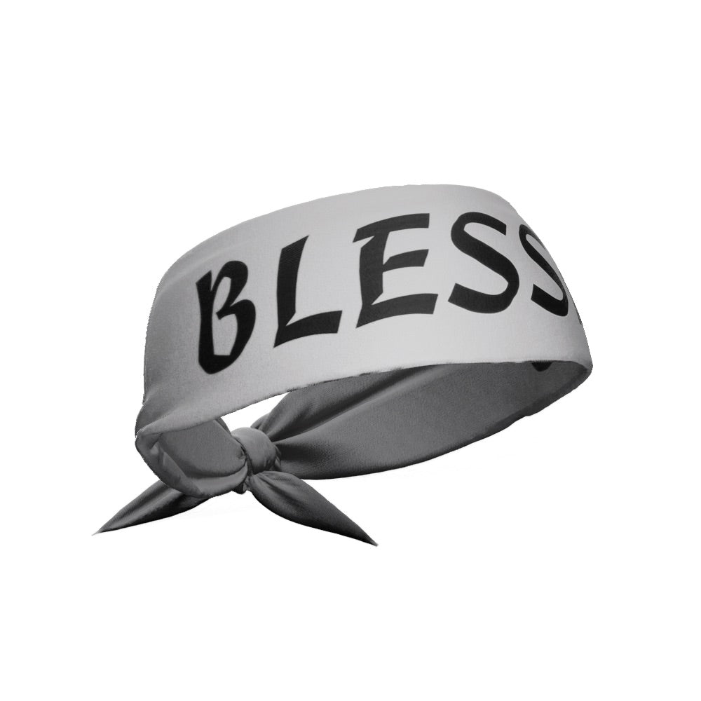 Grey BLESSED Tie Headband