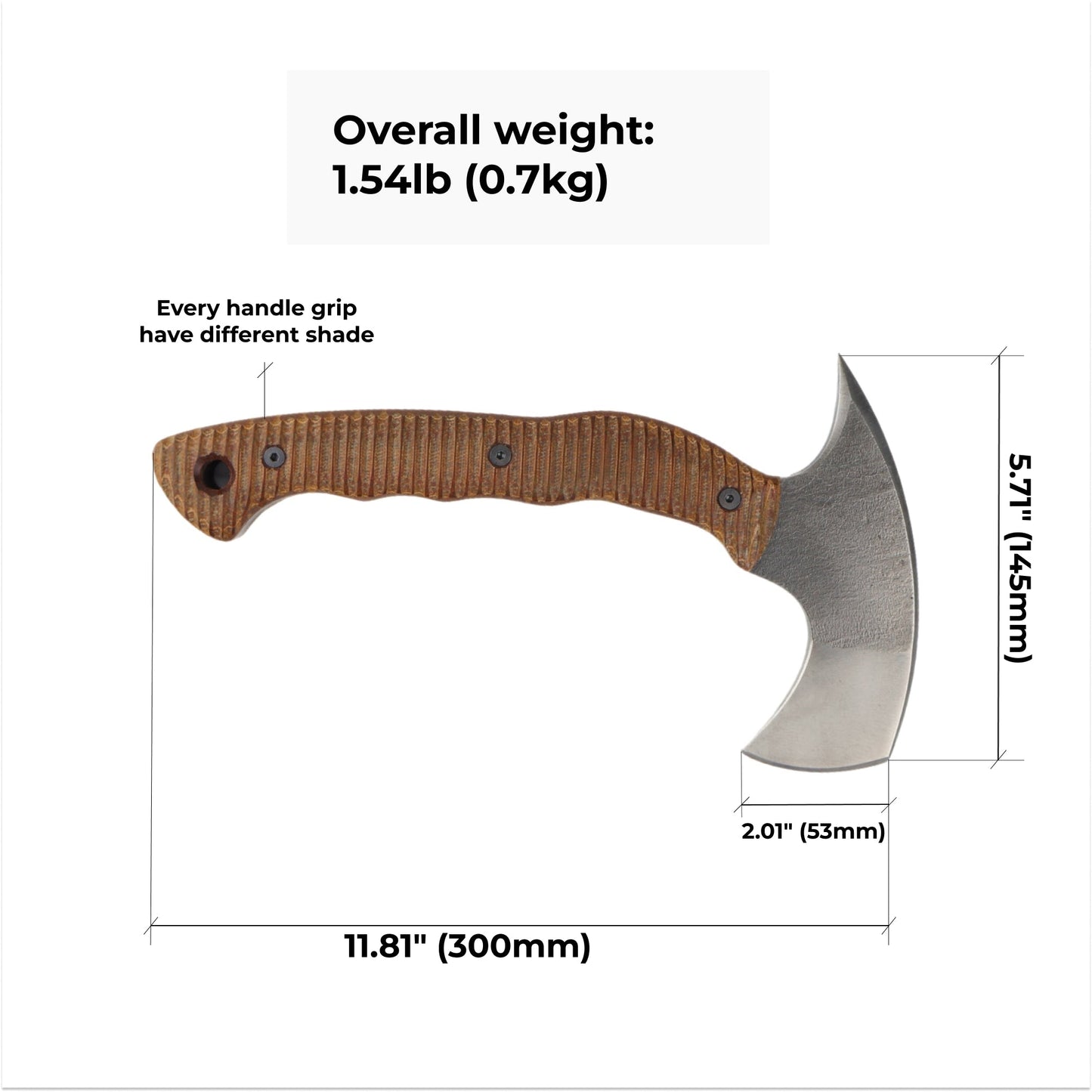 Compact tactical tomahawk with blade and polymer composite handle