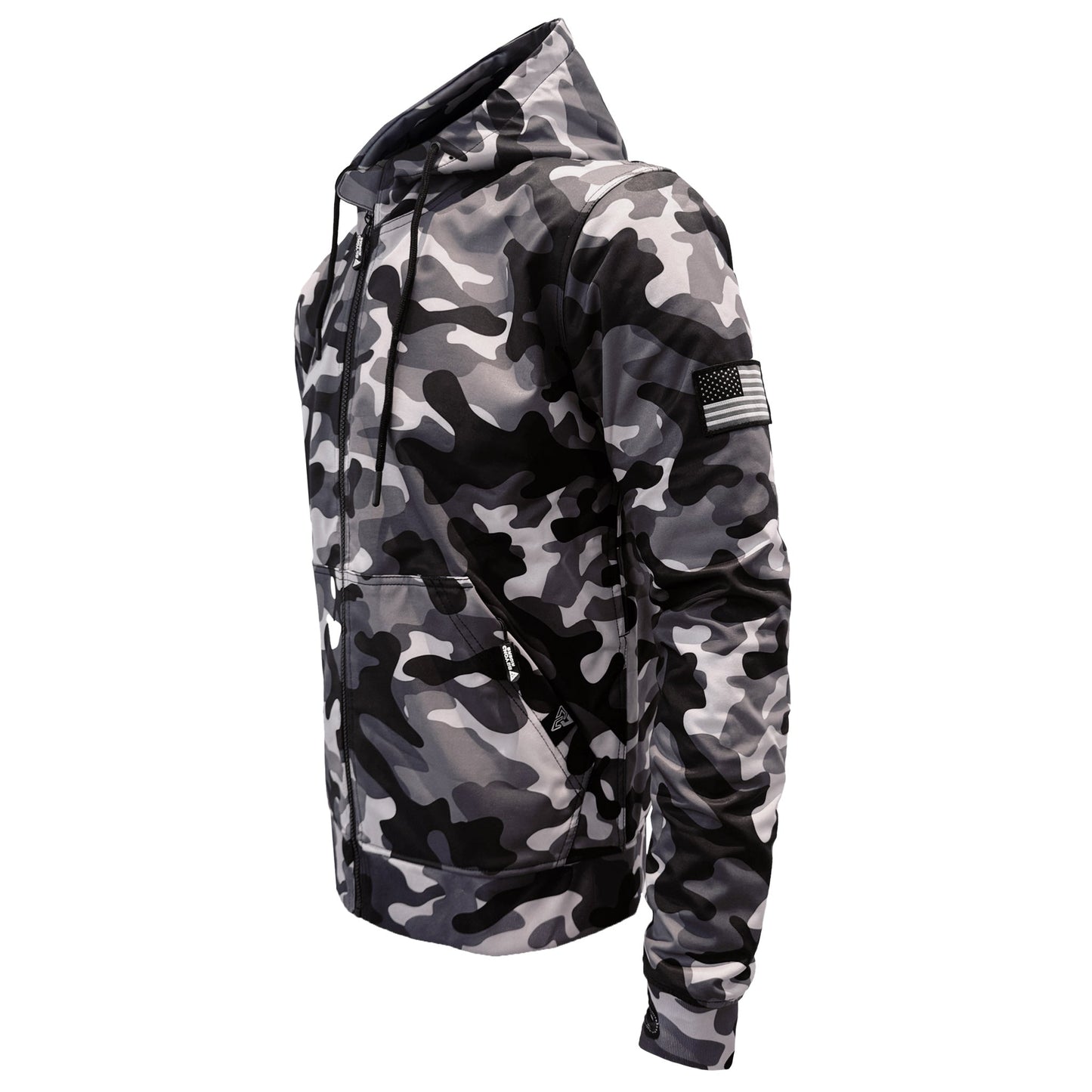 Protective SoftShell Unisex Camouflage Hoodie - "Grey Boomer" with Pads