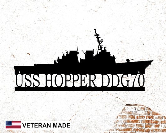 DDG-70 USS Hopper Personalized Metal Sign