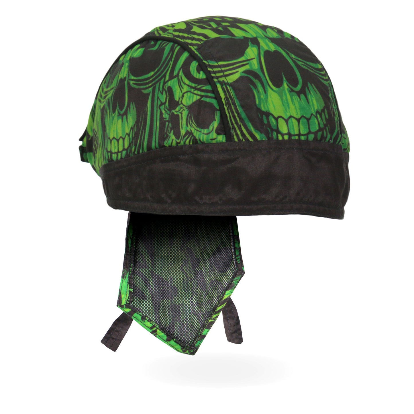 Hot Leathers Over the Top Skulls Green Lightweight Headwrap HWH1114