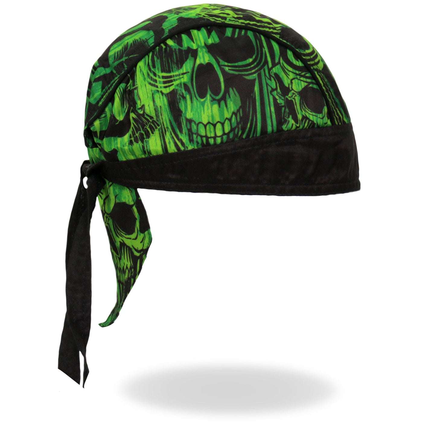 Hot Leathers Over the Top Skulls Green Lightweight Headwrap HWH1114