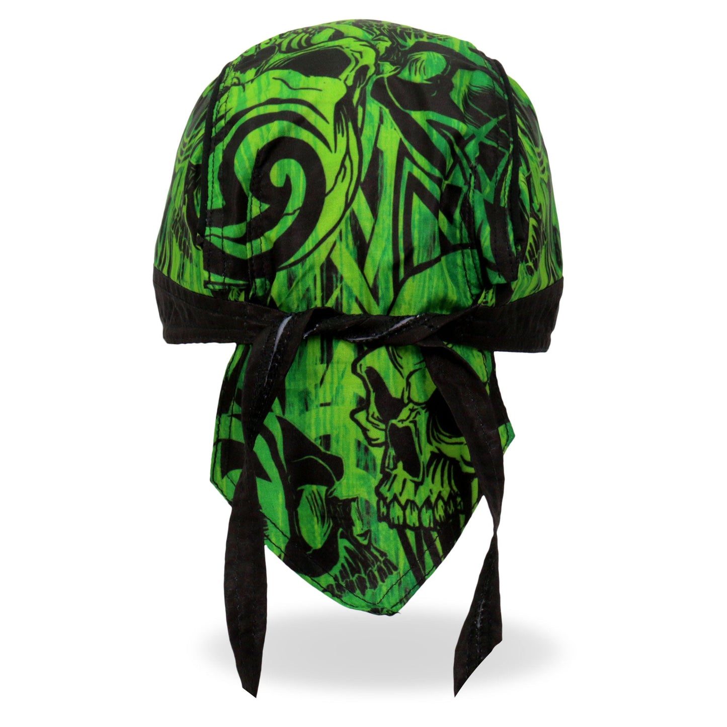 Hot Leathers Over the Top Skulls Green Lightweight Headwrap HWH1114