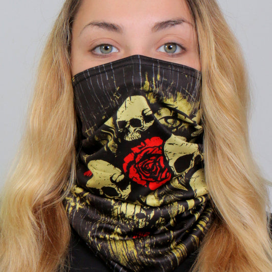 Hot Leathers HWN2034 Skull Bouquet Neck Gaiter