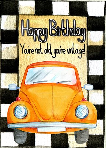 Happy Birthday Vintage Car