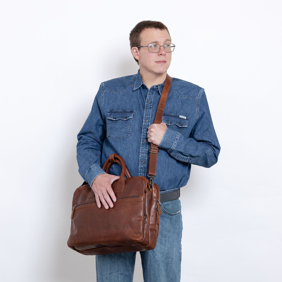 Concealed Carry Hayden Leather Computer Briefcase with RFID Organizer