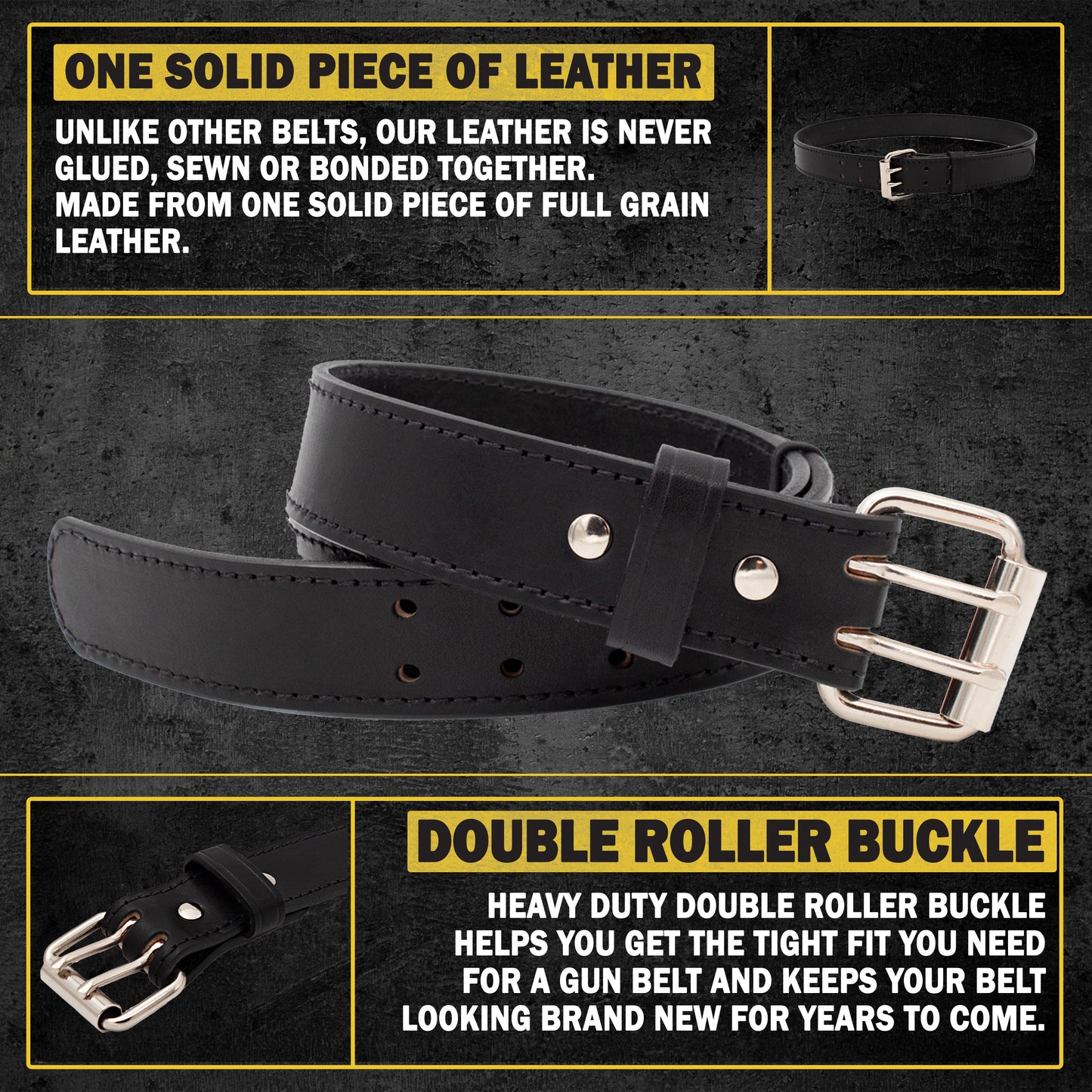 The "Double Tap" Gun Belt | Made in USA | Lifetime Warranty | 14 oz Full Grain Leather CCW Belt