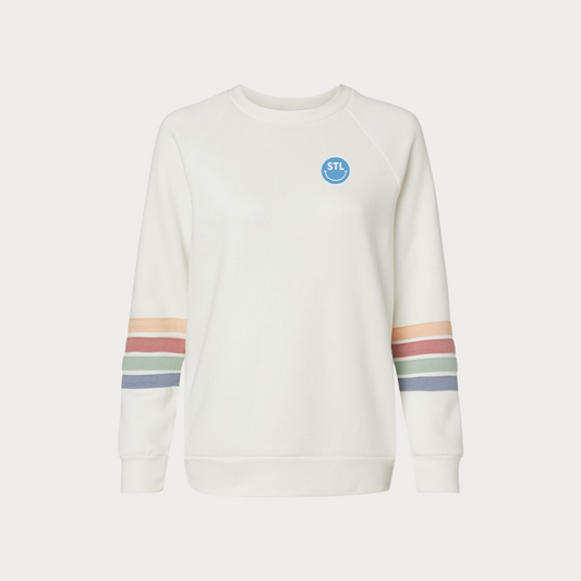 Women's Striped Smiley Crewneck