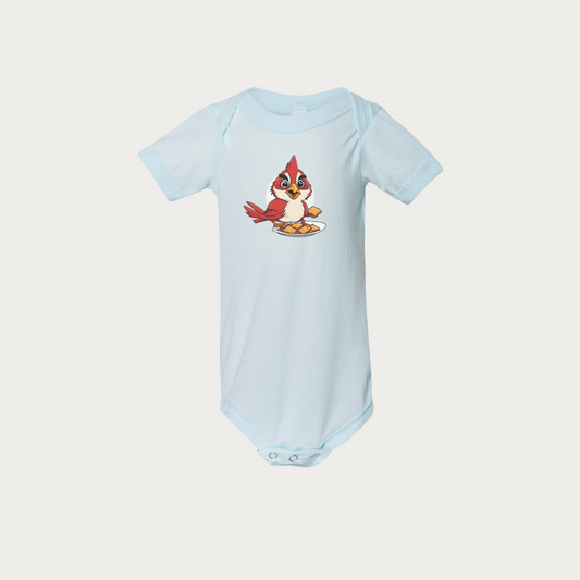 Baby Bird Eating Toasted Ravioli Onesie