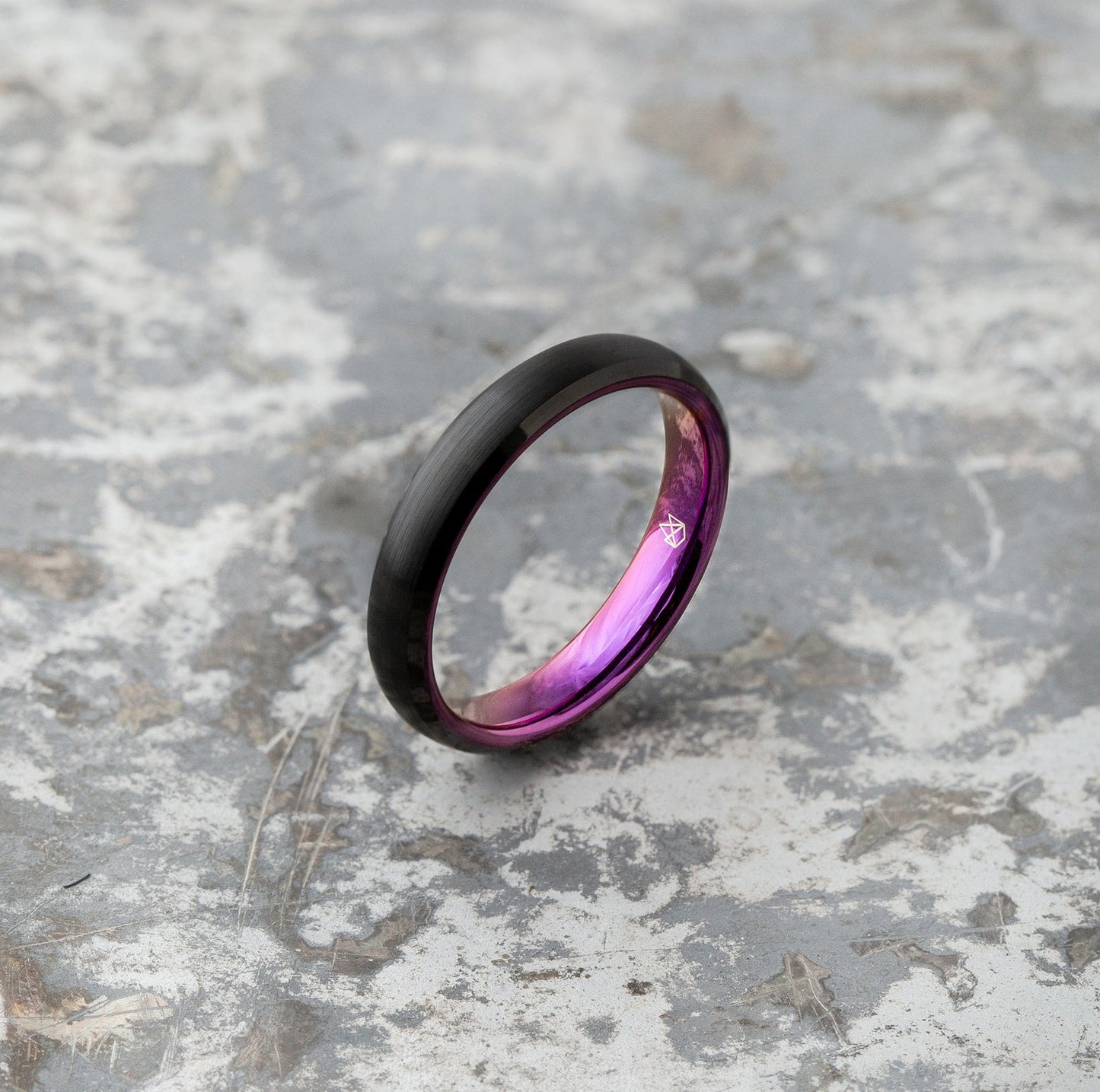 Black Tungsten Ring - Purple EMBR - 4MM