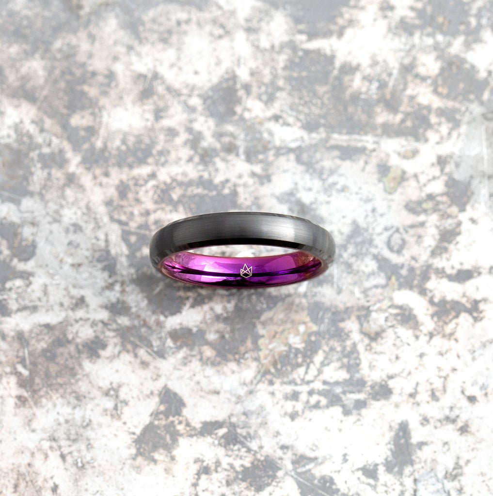 Black Tungsten Ring - Purple EMBR - 4MM