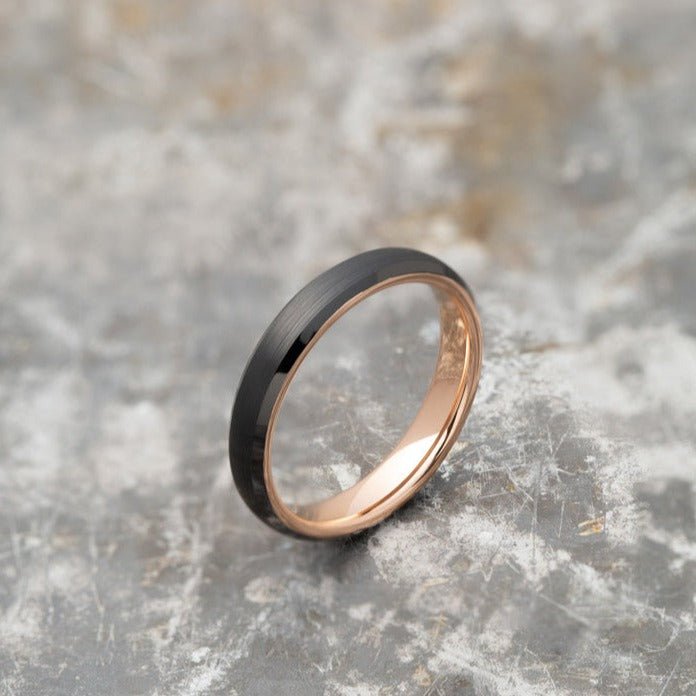 Black Tungsten Ring - Rose Gold - 4MM