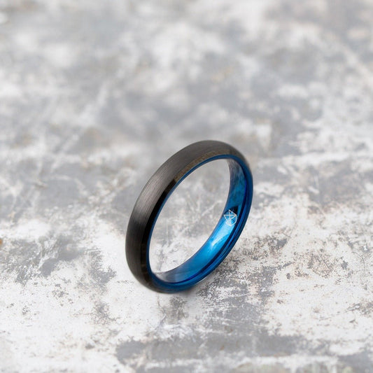 Black Tungsten Ring - Blue EMBR - 4MM