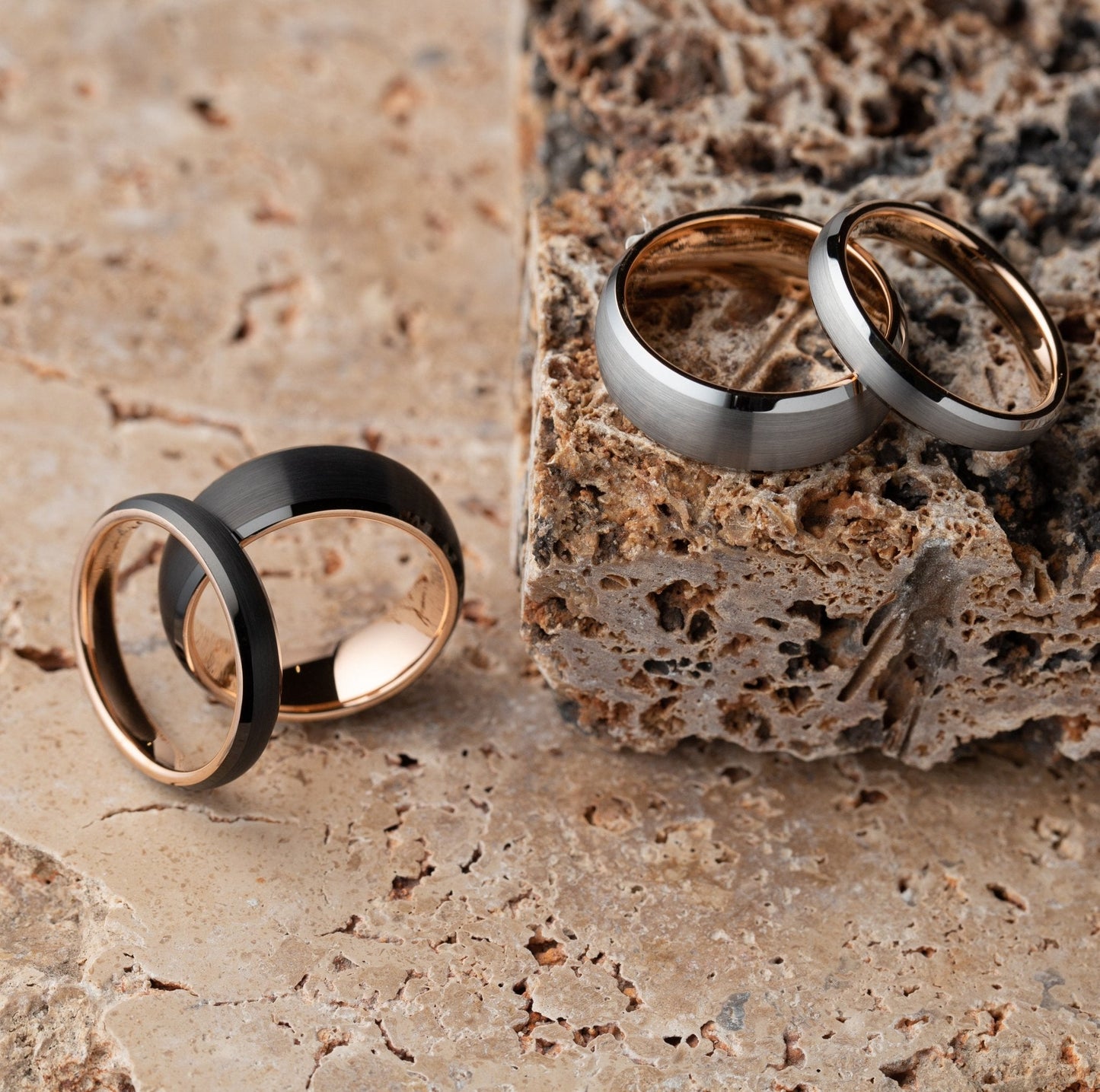 Black Tungsten Ring - Rose Gold - 4MM